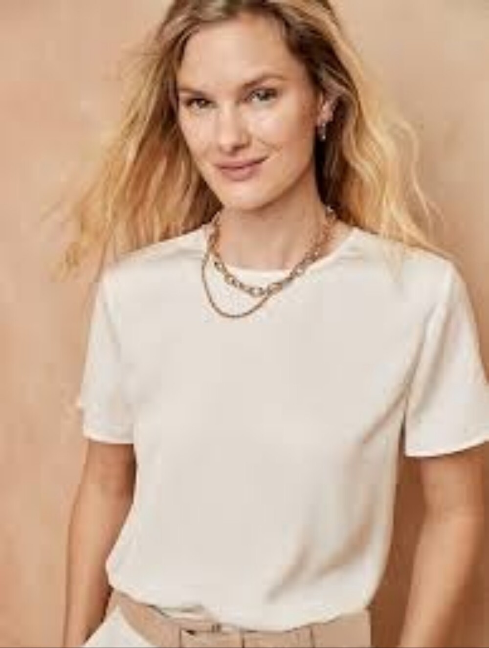 Banana Republic Essential Crew-Neck Top Blouse Tee Womens Small White